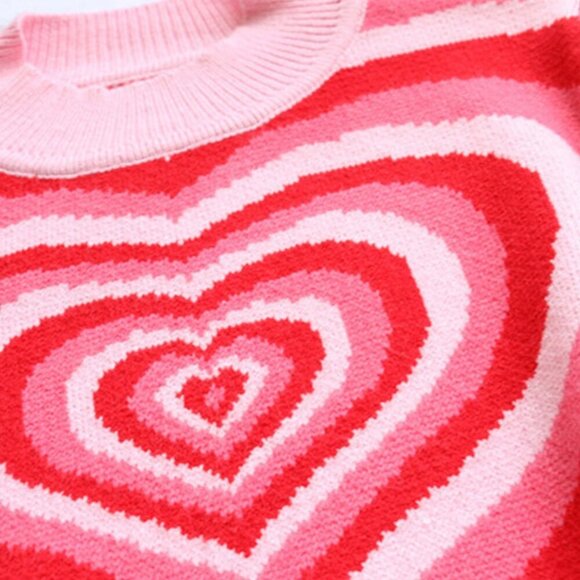 NWT Pink Heart Mock Neck Long Sleeve Sweater - Picture 3 of 13